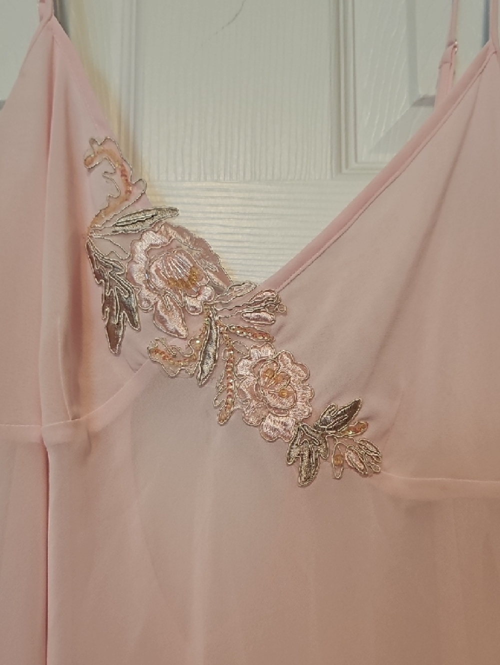 delicates Pink Lace-Trim Long Slip Nightgown - Picture 2 of 3